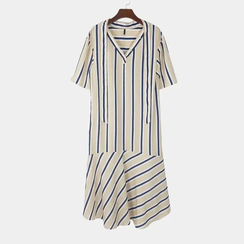 [BUNJANG] Benetton Striped Tie Waist Dress S / 베네통 스트라이프 타이원피스 S