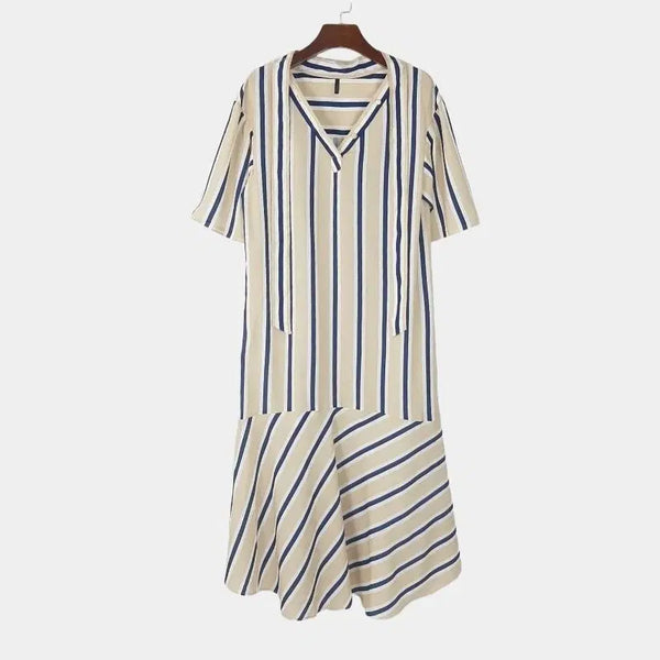 [BUNJANG] Benetton Striped Tie Waist Dress S / 베네통 스트라이프 타이원피스 S
