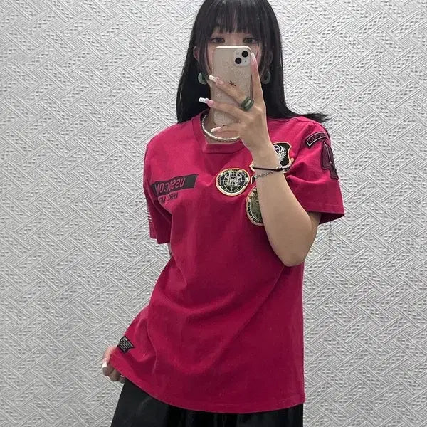 [BUNJANG] Avirex Old School Street Punk Patchwork T-Shirt / 아비렉스 올드스쿨 스트릿 펑크 US 패치워크 반팔티 L C13777
