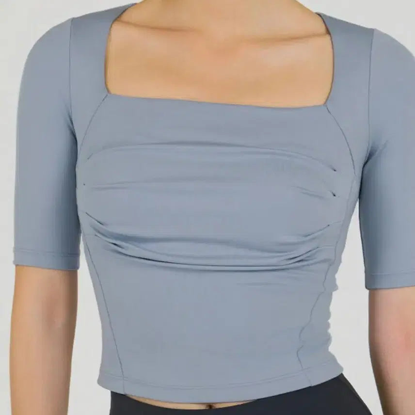 [BUNJANG] Andar Square Neck Ruched Detail Athletic Top / 안다르 m