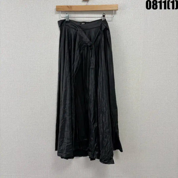 [BUNJANG] Zara Black Leather Flare Skirt / 자라 가죽 플레어 스커트 블랙 s