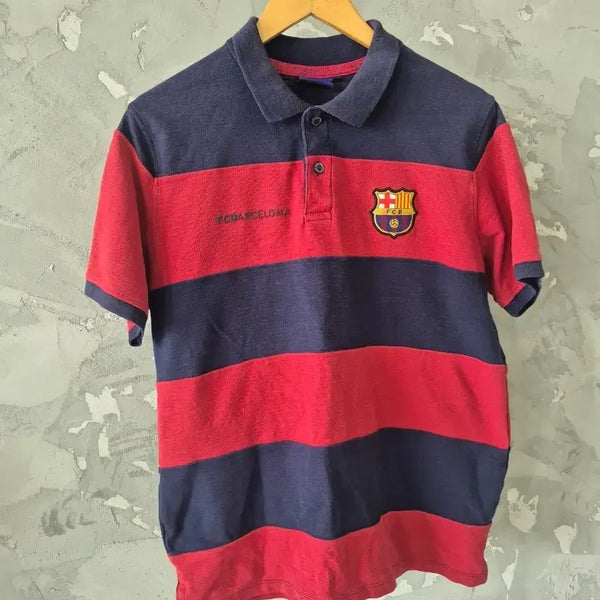 [BUNJANG] FC Barcelona Striped Short Sleeve Polo T-Shirt - Large / FC 바르셀로나 단가라 반팔 카라티 L