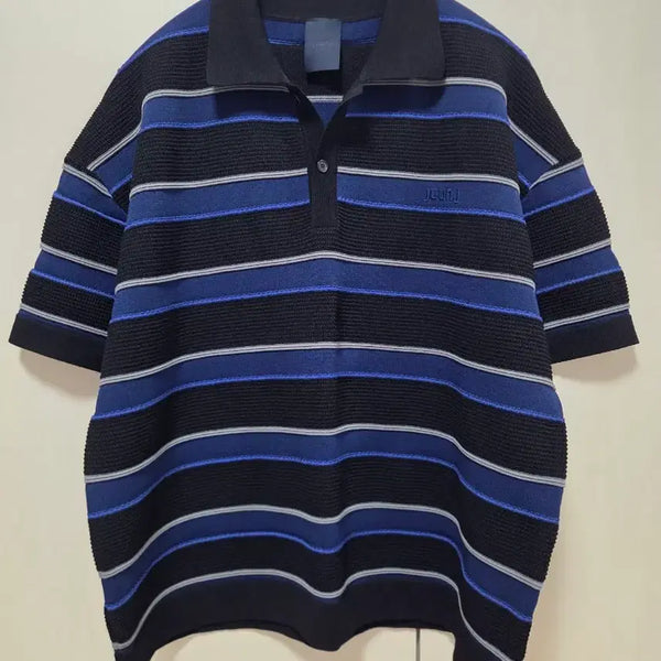 [BUNJANG] JUUN.J 26SS Stripe Tee Collar Knit Blue / [S] 준지 26SS 스트라이프 티칼라 니트 블루