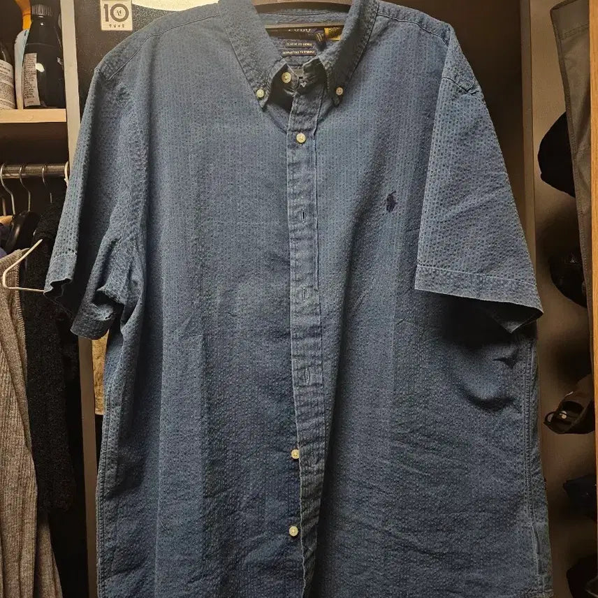[BUNJANG] Polo Ralph Lauren Seersucker Short Sleeve Shirt XL / 폴로 랄프로렌 시어서커 반팔셔츠