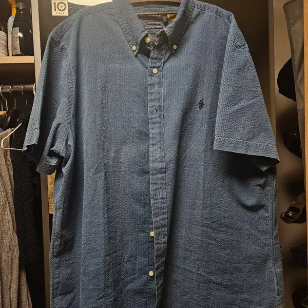 [BUNJANG] Polo Ralph Lauren Seersucker Short Sleeve Shirt XL / 폴로 랄프로렌 시어서커 반팔셔츠