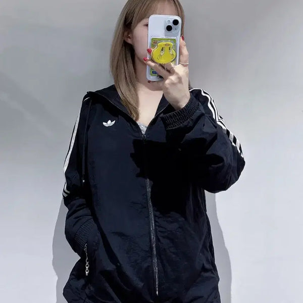 [BUNJANG] Adidas Black Two-Way Windbreaker Jacket / 아디다스 블랙 투웨이 바람막이