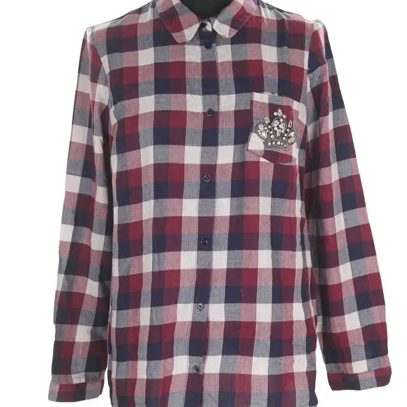 [BUNJANG] Claudie Pierlot Cubic Embellished Check Shirt Size 36 / (새상품) 끌로디피에로 큐빅장식 체크 셔츠 36사이즈