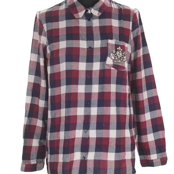 [BUNJANG] Claudie Pierlot Cubic Embellished Check Shirt Size 36 / (새상품) 끌로디피에로 큐빅장식 체크 셔츠 36사이즈