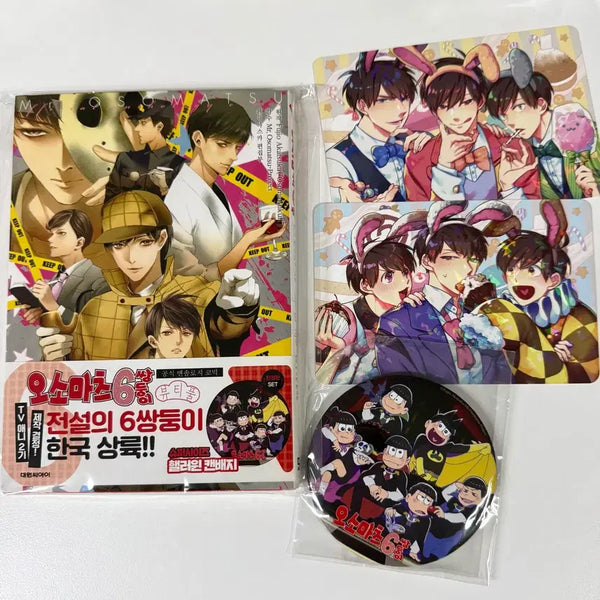 [BUNJANG] Osomatsu-san Anthology Comic Book Bundle Set with Limited Edition Postcard and Badge / 일괄) 오소마츠상 초판 한정 특전 만화책 서코 엽서 뱃지 공식 코믹북 이치마츠 비공굿 비공식