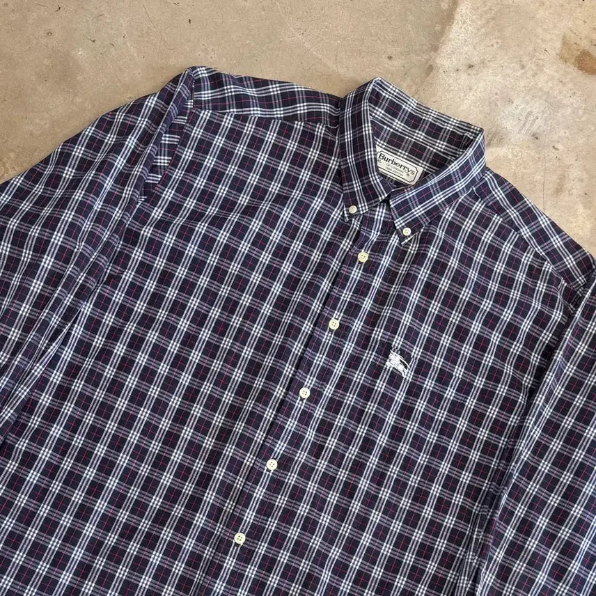 [BUNJANG] Burberry Purple Cotton Check Shirt XL / XL 버버리 퍼플 코튼 체크 셔츠