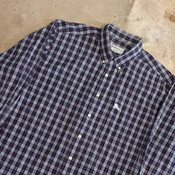 [BUNJANG] Burberry Purple Cotton Check Shirt XL / XL 버버리 퍼플 코튼 체크 셔츠