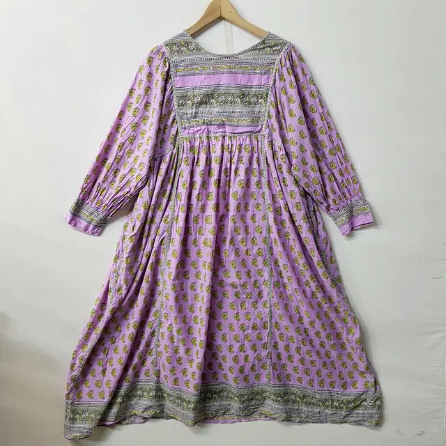 [BUNJANG] Milk Ethnic Cotton Dress Purple / Milk 에스닉 코튼 원피스 퍼플