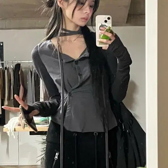 [BUNJANG] Bonneville Black Muffler Cardigan / 본네 머플러 가디건 블랙