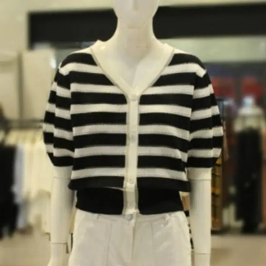 [BUNJANG] Nice Claup Striped Short-Sleeve Cardigan / 나이스클랍 스트라이프 반팔 가디건