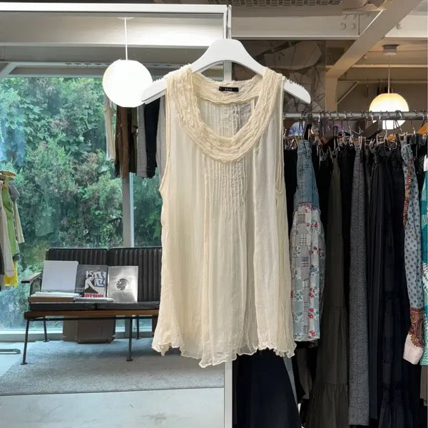 [BUNJANG] Reac Sheer Sleeveless Top / Reac 시어 슬리브리스