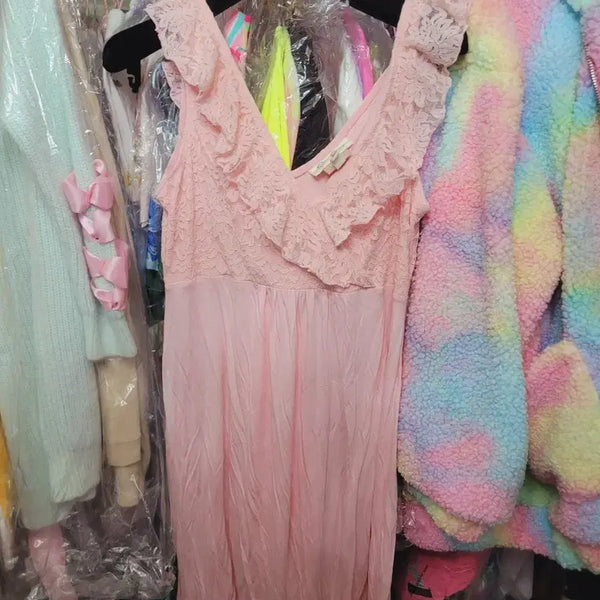 [BUNJANG] Pink Lace Midi Dress - Imported / 핑크색 레이스 원피스 수입