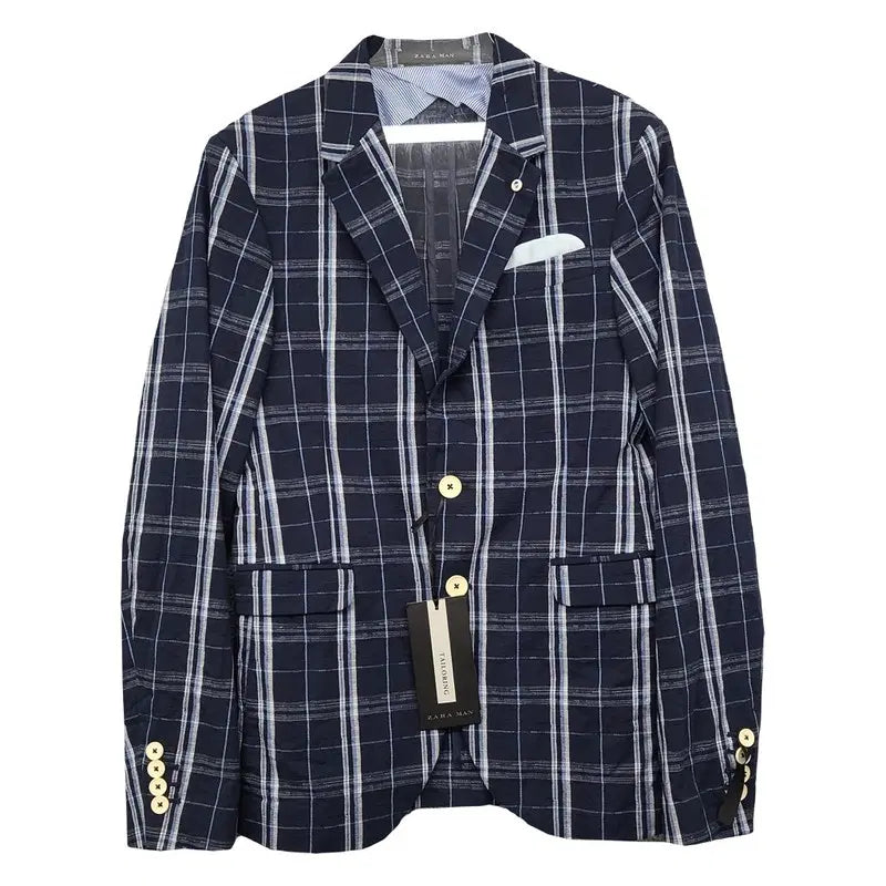 [BUNJANG] Zara Checked Navy Blazer 46 / [새상품]자라 체크 네이비 블레이저 46