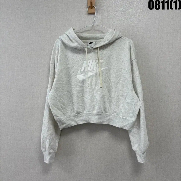 [BUNJANG] Nike Women's Crop Hoodie Light Grey L / 나이키 여성 크롭 후드티 연그레이 L