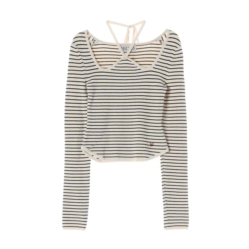 [BUNJANG] Recto 23SS Signature Neck Monaco Stripe Knit Top / 렉토 23SS 시그니처 넥 모나코 스트라이프 니트 탑