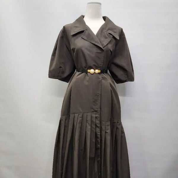 [BUNJANG] Stefanel 2022 Tailoring Pleated Linen Dress / 22년 스테파넬 테일러링 아랫단주름 바스락 원피스88표기지만 77반가능