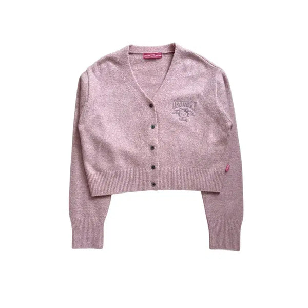 [BUNJANG] Vintage Hello Kitty Glitter Embroidered Cardigan Baby Pink / Vintage 헬로키티 가디건