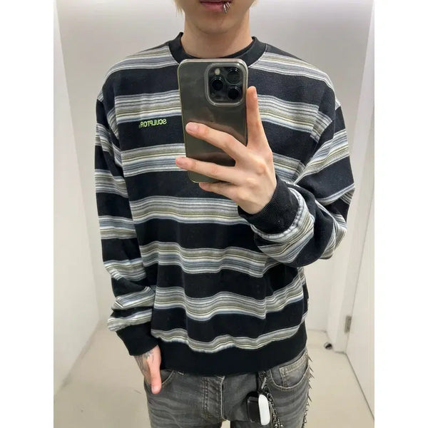 [BUNJANG] Sculptor Stripe Sweatshirt / 스컬프터 스트라이프 맨투맨 r4219