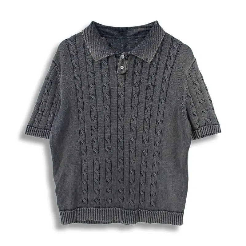 [BUNJANG] WV Project Men's Cable Short Sleeve Knit Top / WV 프로젝트 (MEN - M) 케이블 반팔 니트 탑