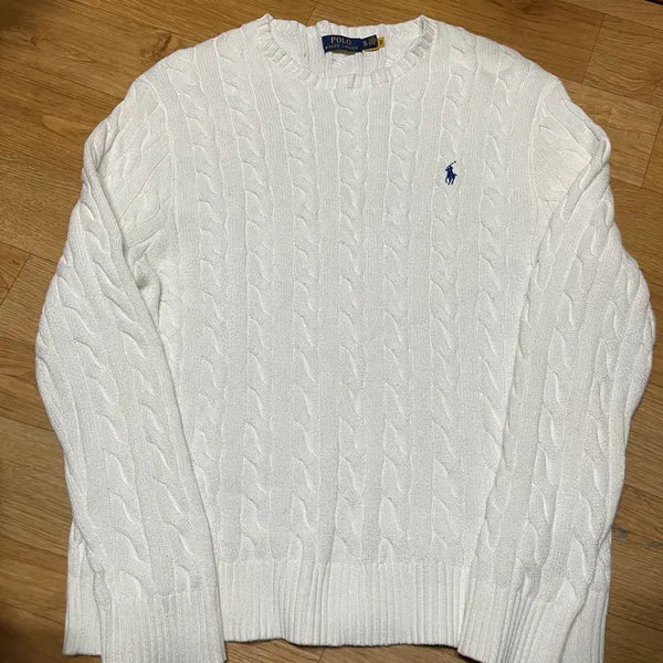 [BUNJANG] Polo Ralph Lauren New Cable Knit Sweater White XL / 폴로 신형 꽈배기니트 화이트 XL사이즈 (110사이즈)
