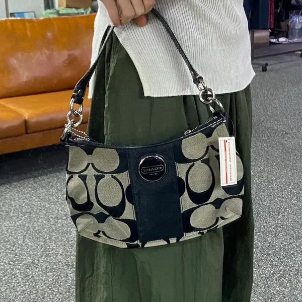 [BUNJANG] Coach Signature Stripe Demi Shoulder Bag B5617 / 코치 시그니처 스트라이프 데미 숄더백 B5617