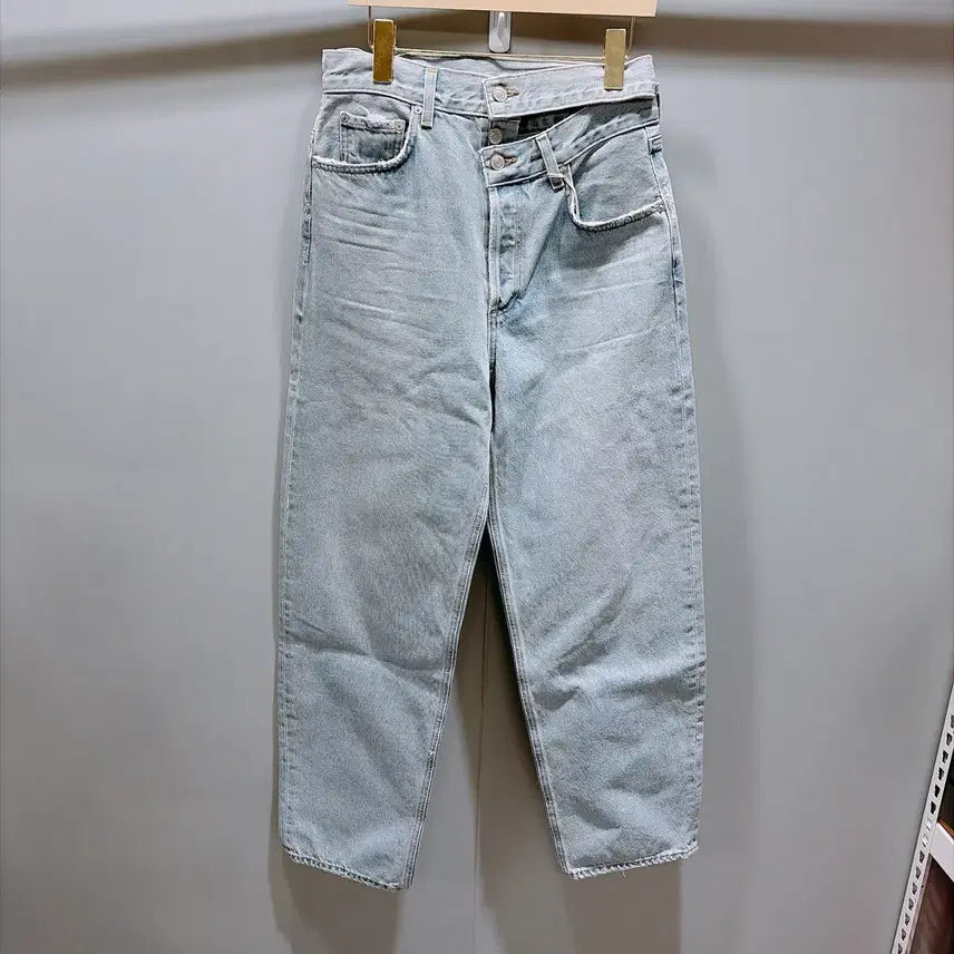 [BUNJANG] Agolde Women's Light Wash Broken Waistband Denim Pants / (정품/새상품) 에이골디 여성 연청 브로큰 웨이스트밴드 데님 팬츠