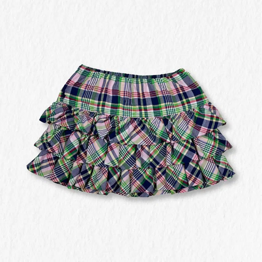 [BUNJANG] Polo Check Ruffle Skirt / 폴로 체크 캉캉치마