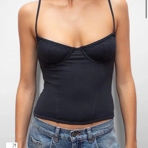 [BUNJANG] Subdude Corset Top Navy S / 새상품 택o) 섭듀드 코르셋 탑 네이비 s