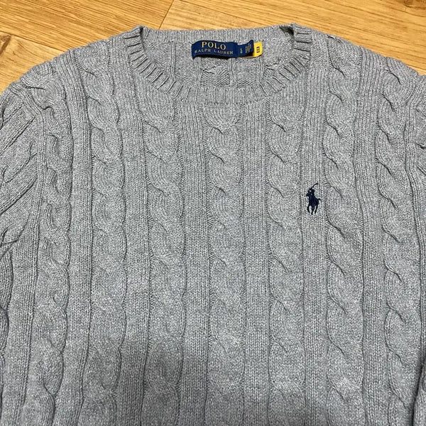 [BUNJANG] Polo Ralph Lauren New Cable Knit Sweater Grey L / 폴로 신형 케이블니트 그레이 L사이즈 (105사이즈) 백화점QR정품