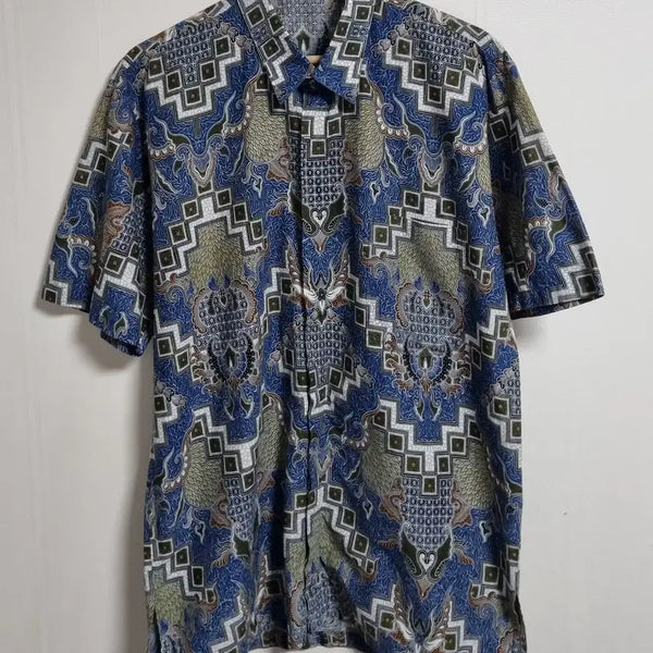 [BUNJANG] Vintage Singapore Batik Short Sleeve Shirt / M ) 90s 빈티지 싱가포르 바틱 반팔셔츠
