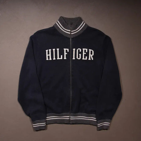 [BUNJANG] Tommy Hilfiger Embroidered Logo Zip-Up Knit Women's L / 타미힐피거 로고 자수 집업 니트 A864