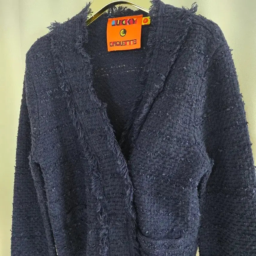 [BUNJANG] LUCKY CHOUETTE Tweed Cardigan Navy F Size / 럭키슈에뜨 트위드 가디건