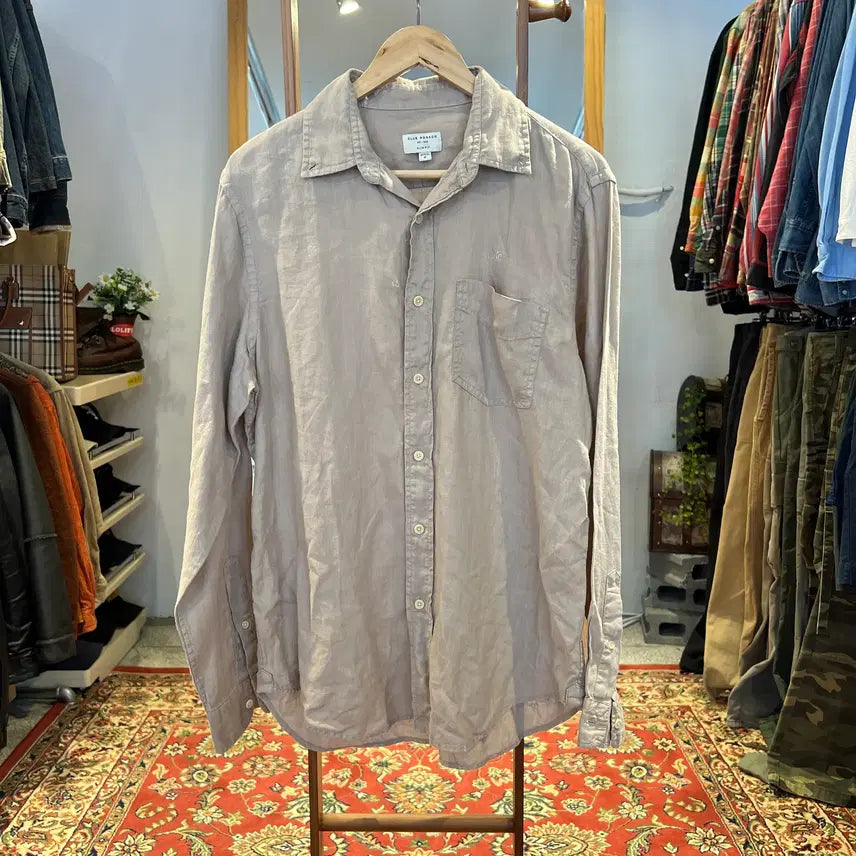 [BUNJANG] Club Monaco Beige Linen Shirt / [M] 클럽모나코 베이지 린넨셔츠