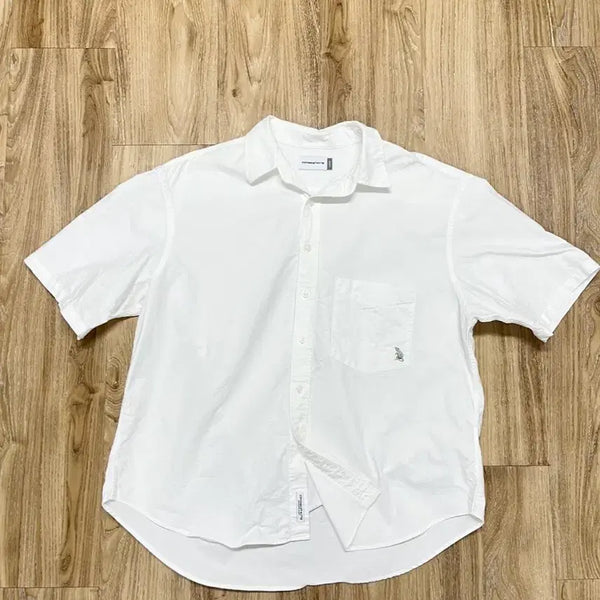 [BUNJANG] Espionage Oxford Short Sleeve Shirt White / 에스피오나지 옥스포드 반팔 셔츠 화이트