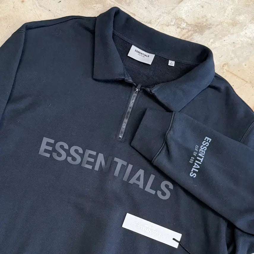 [BUNJANG] Fear of God Essentials Black Half Zip Sweatshirt L / L 에센셜 피어오브갓 블랙 하프 집업 맨투맨