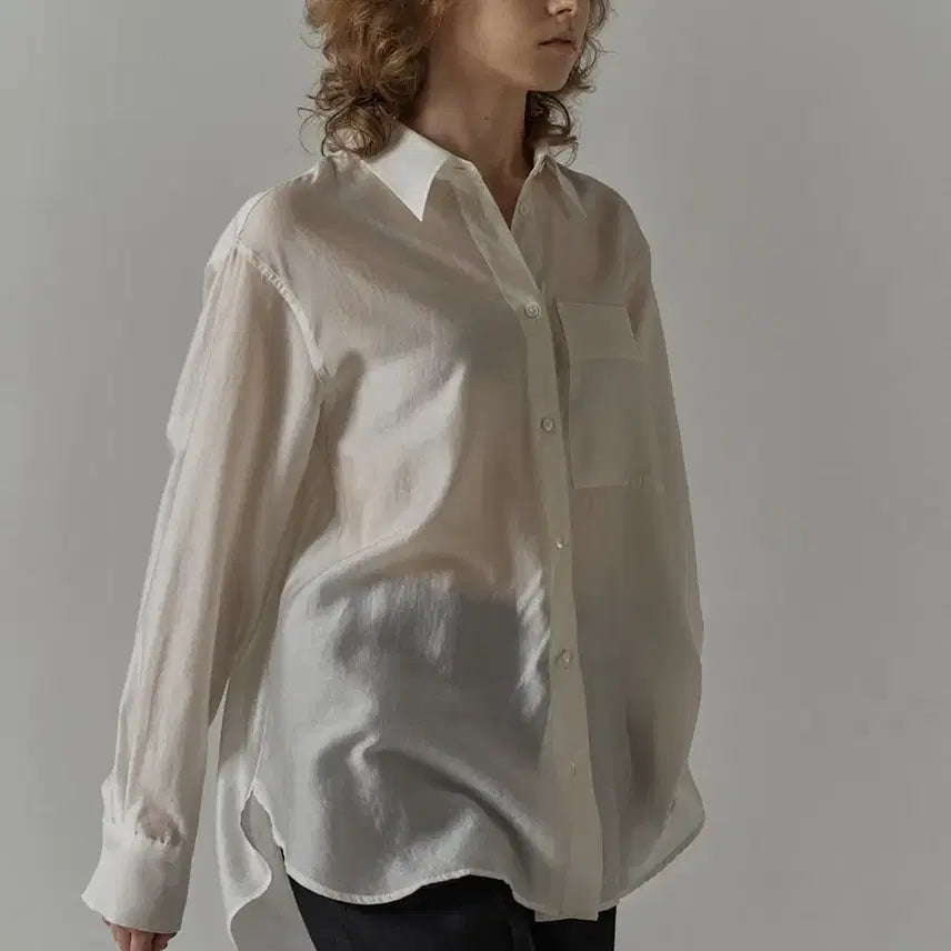 [BUNJANG] Facade Pattern See-Through Shirt White / 파사드패턴 FACADE PATTERN 시스루 셔츠 화이트