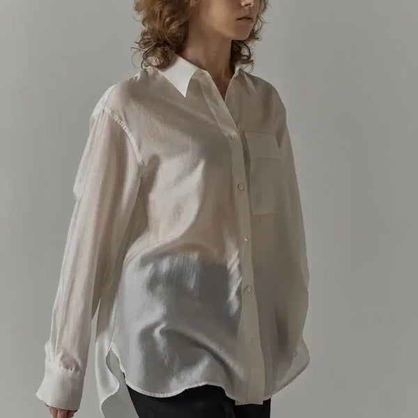 [BUNJANG] Facade Pattern See-Through Shirt White / 파사드패턴 FACADE PATTERN 시스루 셔츠 화이트