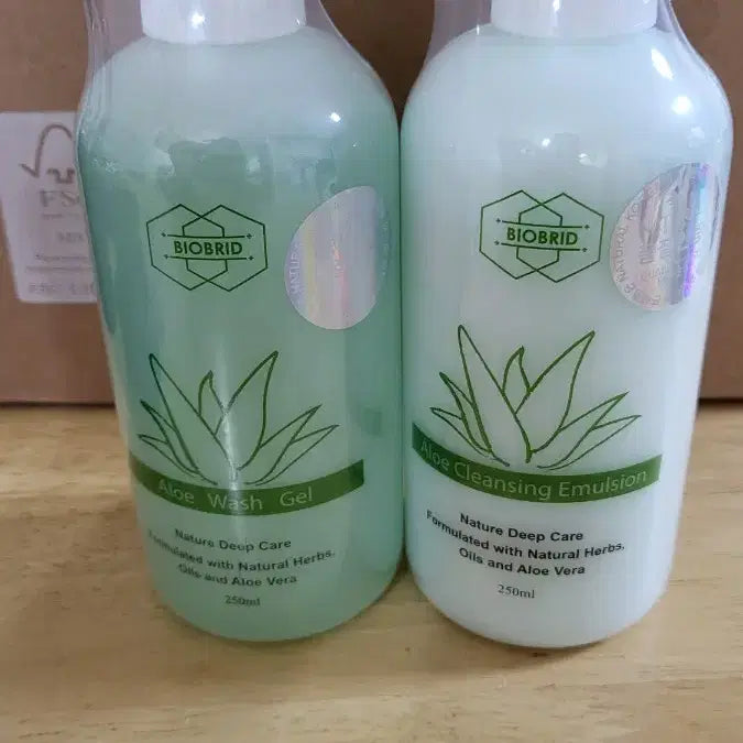 [BUNJANG] Natural Korea Aloe Wash Gel & Cleansing Emulsion Set / 네츄럴코리아 알로에 워시젤 & 클렌징 에멀전 250ml
