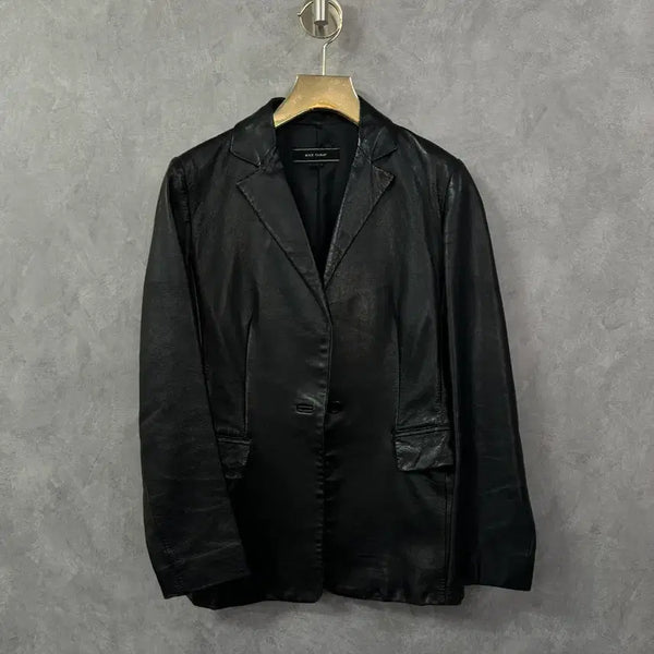 [BUNJANG] NICE CLAUP Black Lambskin Leather Jacket (Size 55) / NICE CLAUP블랙 양가죽 레더 자켓 55