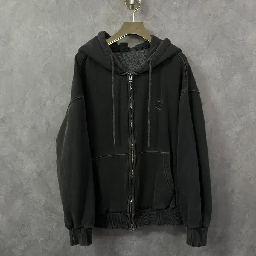 [BUNJANG] Dark Grey Vintage Look Zip-Up Hoodie (S) / 후드집업 다크그레이 빈티지룩 집업 S