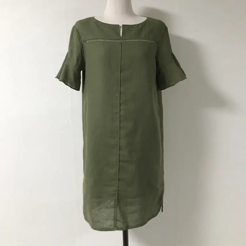 [BUNJANG] M:Sense Women's Khaki Midi Cotton Short-Sleeve Dress (Size 55) / 미센스 여성 카키미디 면반팔원피스55호호상점