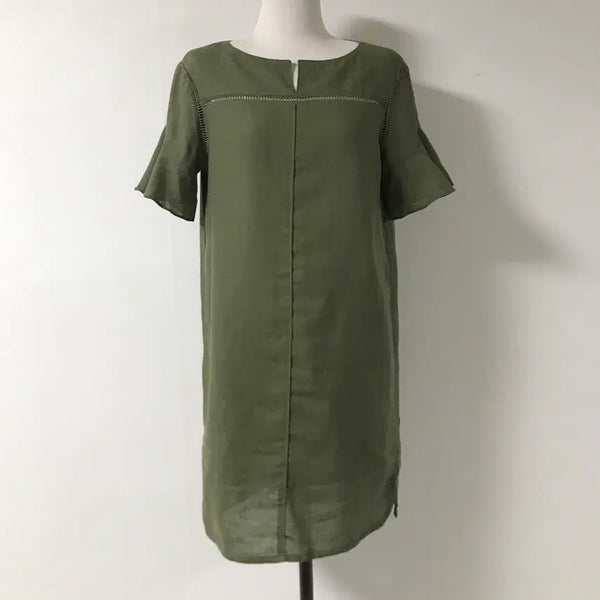 [BUNJANG] M:Sense Women's Khaki Midi Cotton Short-Sleeve Dress (Size 55) / 미센스 여성 카키미디 면반팔원피스55호호상점