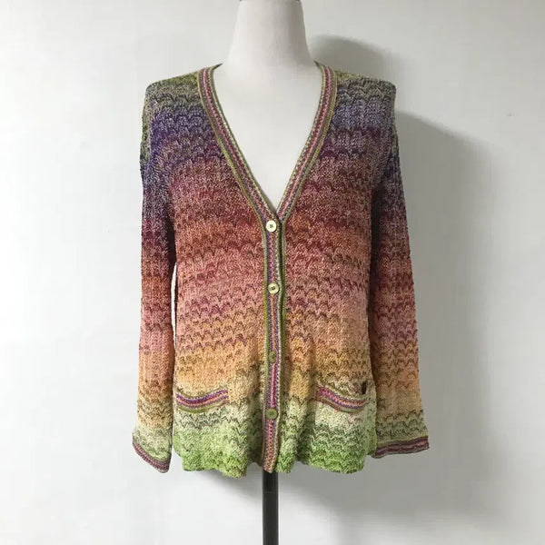 [BUNJANG] M MISSONI Women's Sheer Zigzag Cardigan / 미쏘니 여성시스루가디건44호호상점
