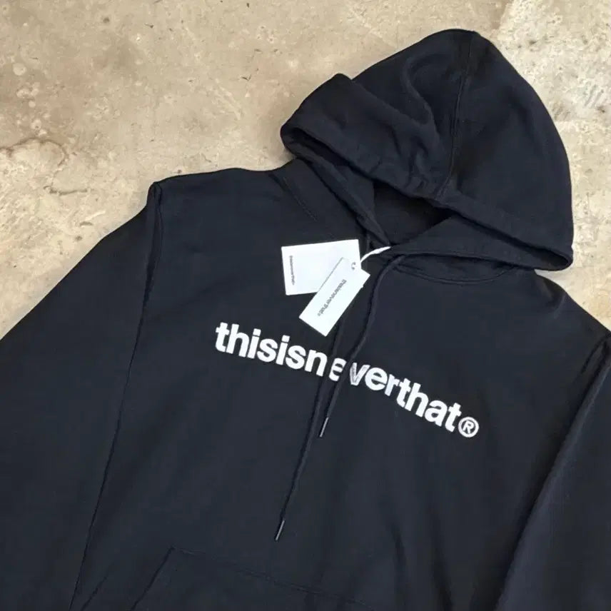 [BUNJANG] Thisisneverthat White Embroidery Black Hoodie L / L 디스이즈네버댓 화이트 자수 블랙 후드티