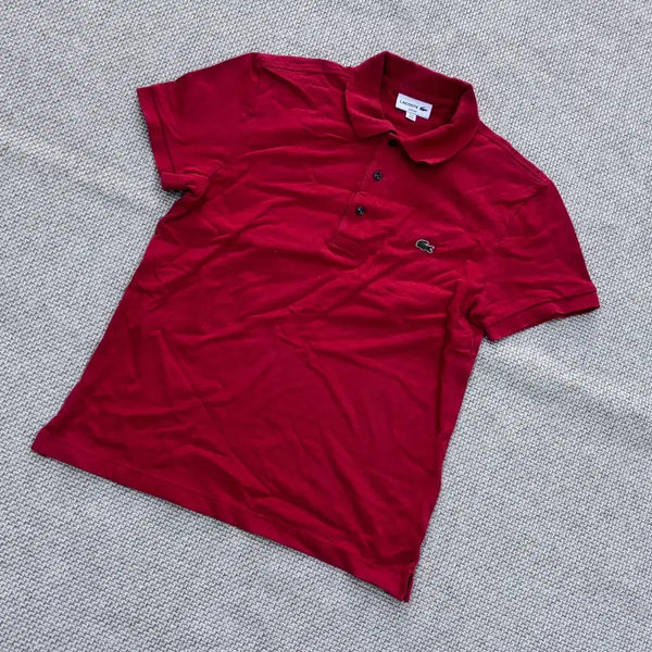 [BUNJANG] Lacoste Women's Crocodile Logo Short Sleeve Polo Shirt Red / 4 라코스테 여성 악어로고 레드 반팔 카라티 0721E