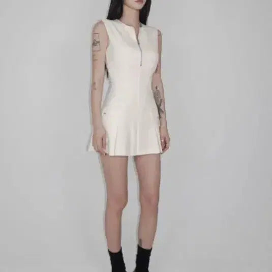 [BUNJANG] Failjade Zipper Line Mini Dress Cream S / 페일제이드 Zipper Line Dress 미니원피스